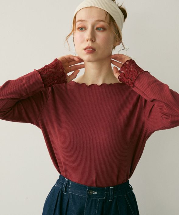 フラワーレースカフメロウTシャツ[c1R3791] | Crispオンラインショップ