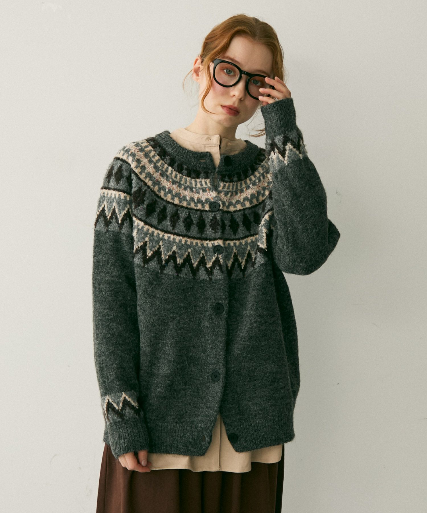 再入荷】ノルディックミックスニットカーディガン[c1k3757b] | Crisp